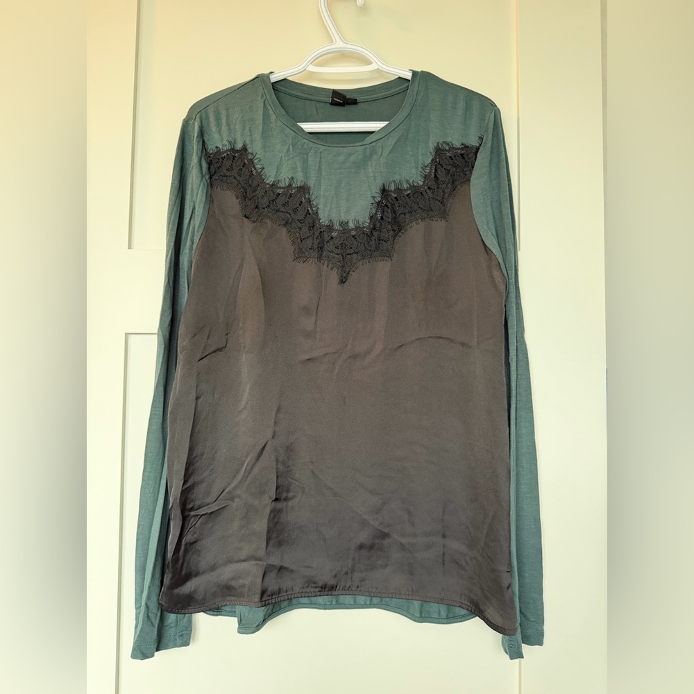 Green and Black Lace Top
